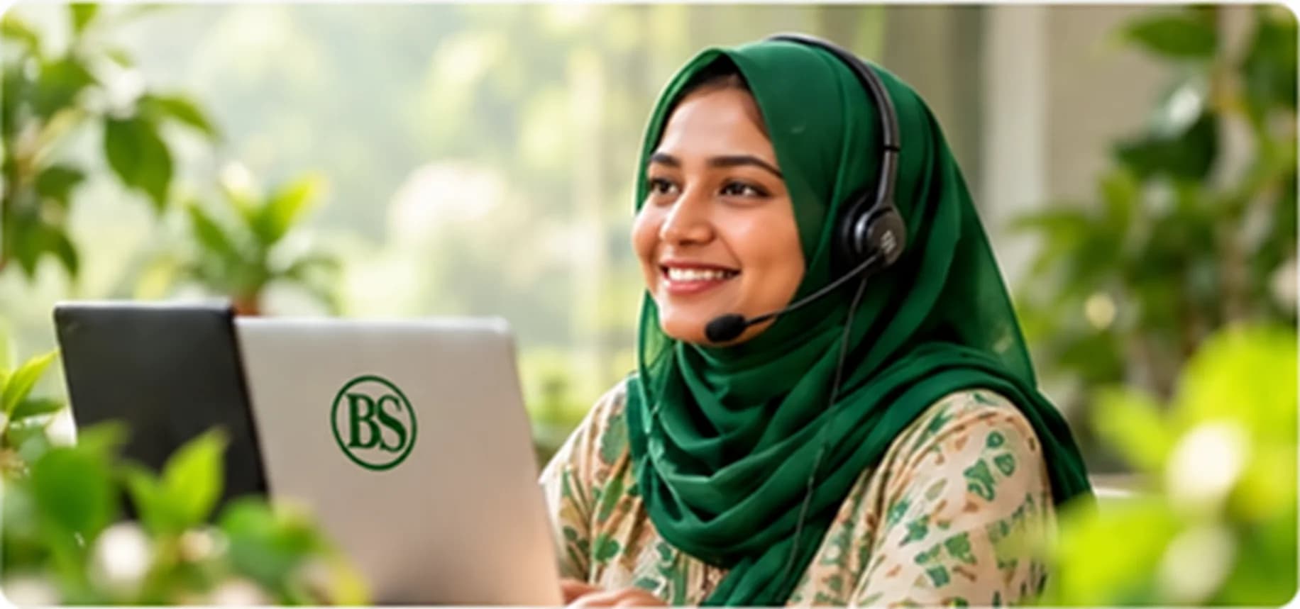 A support team member at her desk